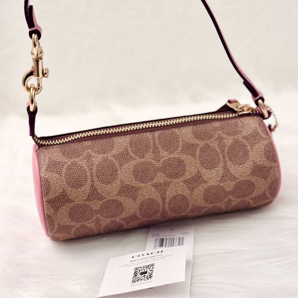 Coach Nolita Barrel Bag In Colorblock Signature Canvas CY040 in Pink petal NWT - Picture 7 of 11